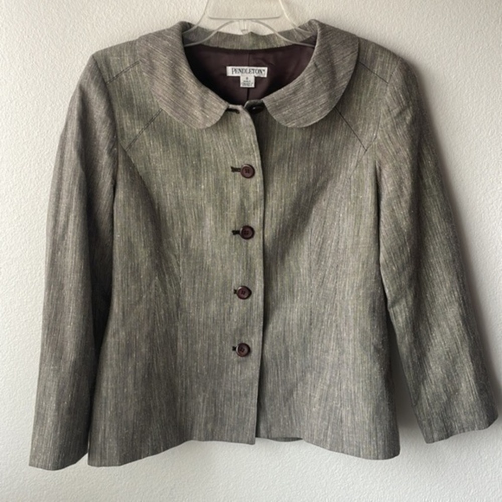 Pendleton jacket size 8 women's blazer rounded collar wool and rayon brown